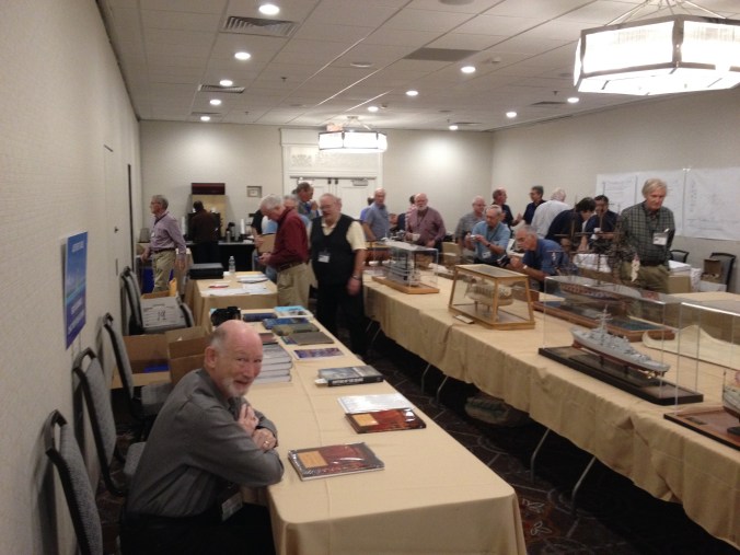 Amazing ship modeler and author David Antscherl caught me taking a photo of him among the ship models on display at the 2014 NRG Conference.