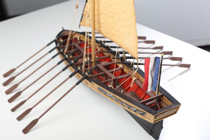 Stern view of Le Bucentaure's launch.